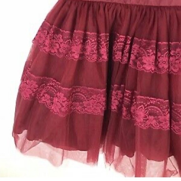 Nanette Lepore Girls Burgundy Lace Dress Size 16 - Picture 3 of 12